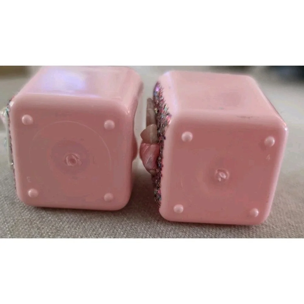 Vtg 1950s Pink Glitter Seashell Salt Pepper Shakers Longville Minn Coastal Beach